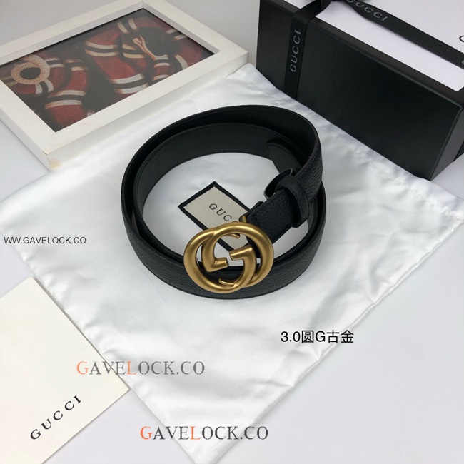Gucci Togo Leather Belt Retro Gold GG Buckle Size 30mm